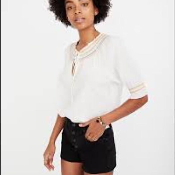 NEW Madewell High-Rise Denim Shorts in Black Frost: Button-Front Edition Size 26 - Picture 2 of 12